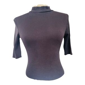 Zara Fitted 3/4 Sleeve Bodysuit Sweater Top Black Size Medium Women's